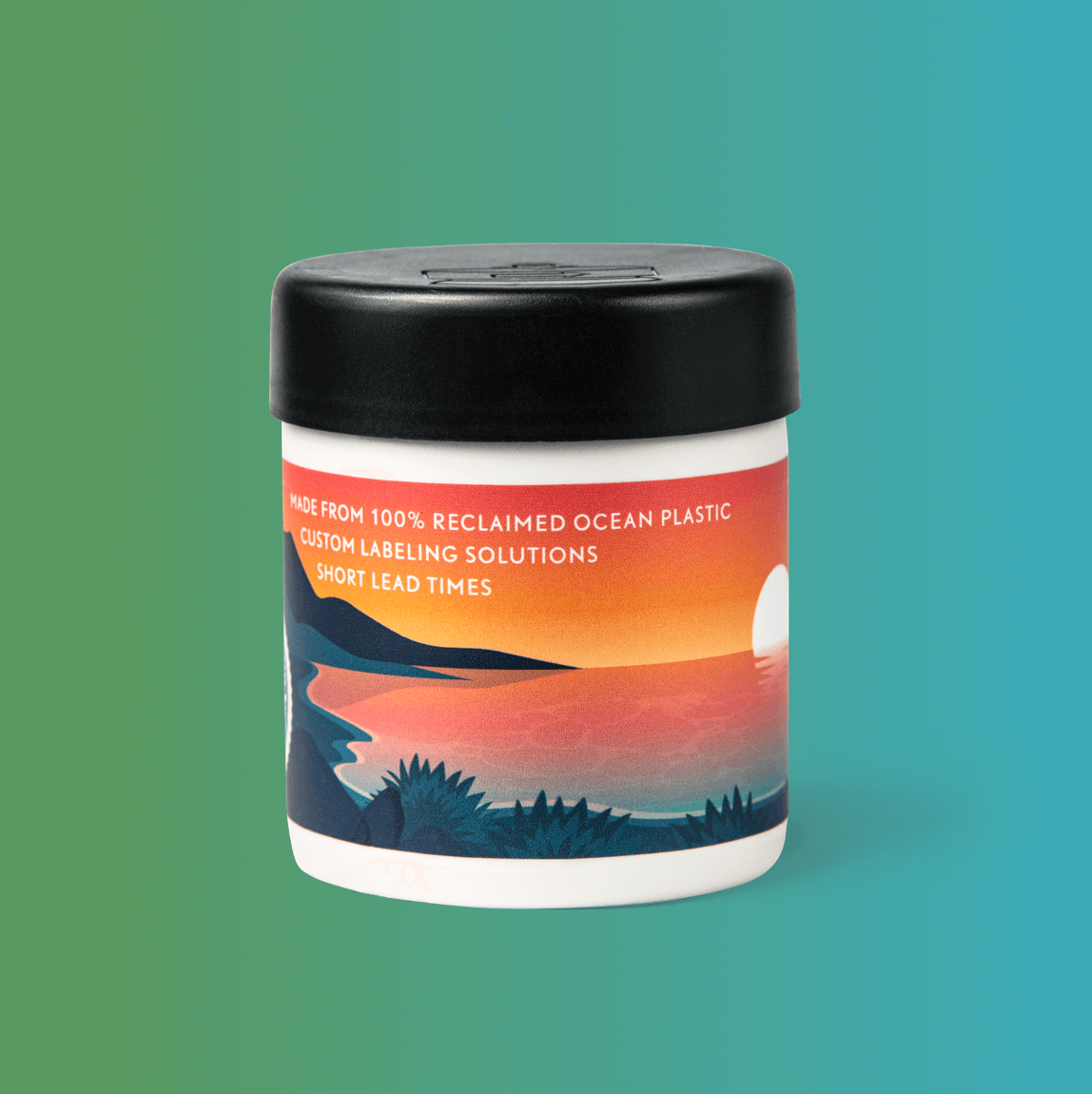 plant-based hemp plastic and reclaimed ocean plastic cannabis packaging for edibles | smell proof and child resistant packaging