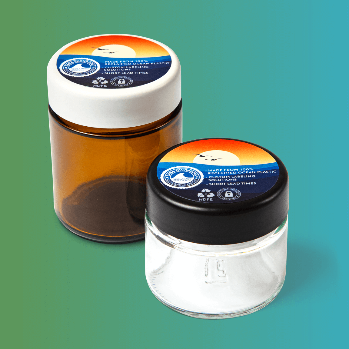 plant-based hemp plastic and reclaimed ocean plastic packaging for cannabis flower