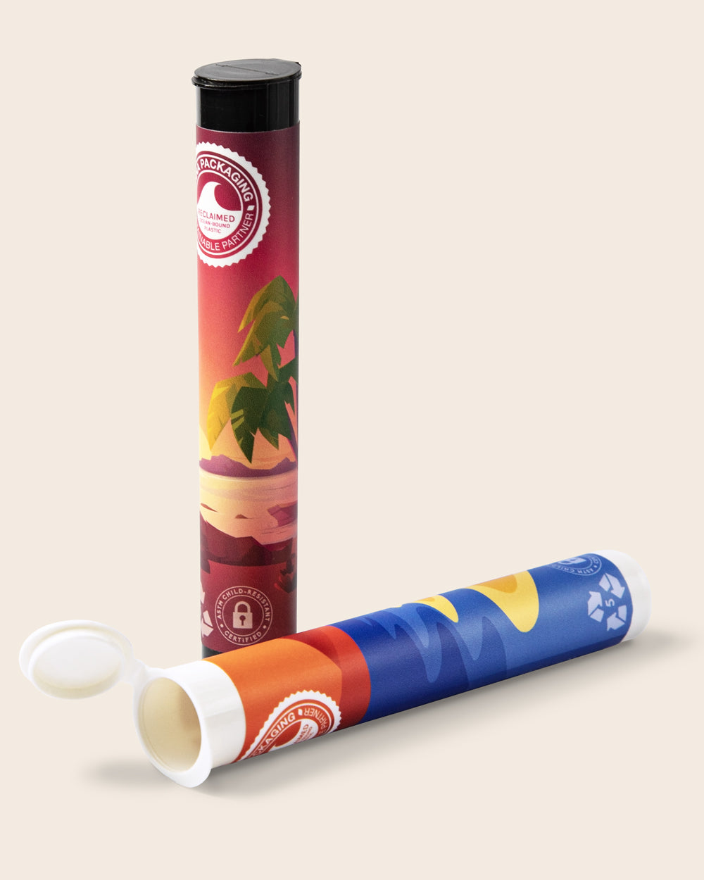 116mm Pop-Top Ocean Tube – two colours with labels