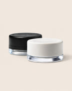 Black and white 38-400 Ocean Screw-Top Lids on 9ml glass jars