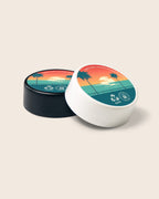 Black and white 38-400 Ocean Screw-Top Lids with custom labels