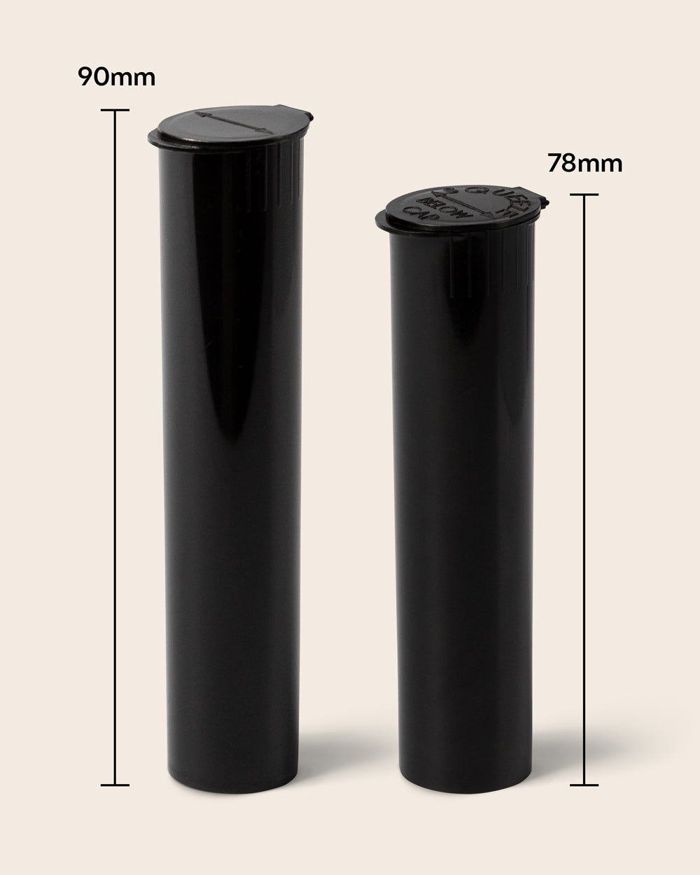 78mm PCR Pop-Top Tube – size comparison